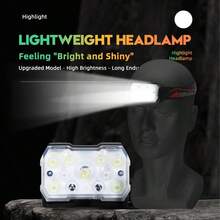 1 قطعة مصباح رأس جديد بمستشعر حركة، شحن سريع من نوع C، ضوء أحمر، مناسب للصيد الليلي والأنشطة الخارجية والحالات الطارئة - متعدد الألوان - مشاهدة 10