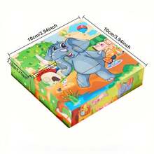 6-Sided Wooden Cube Puzzle, 9pcs Cubes With Ocean Animal Theme, Children's Educational Toy To Develop Focus, Categorization And Logical Thinking Skills, Great Gift Idea - Multicolor - View 2