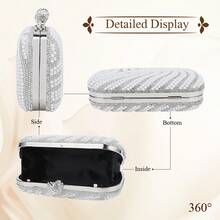 Womens Pearl Clutch Purse Beaded Evening Handbag With Chain Bridal Wedding Party Bag Luxury Elegant Small Bag Formal Occasion Accessories Fashionable Chic Design - 白色 - 查看 4