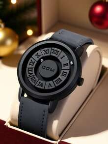 DOM 1 PC Waterproof Men's Watch Without Glass Mirror Black Circular Dial, Japanese Imported Quartz Automatic Movement, Built-In Long-Life Battery, Personalized Casual Fashionable Magnetic Levitation Watch, Fashionable Steel Bead Watch, Suitable As A Holiday Gift For Him, Wearable For Daily And Special Occasions, Essential Fashion Accessories, Men's And Women's Watch Unisex - Black - View 2