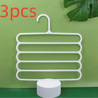 1pc 5-Layer Plastic Multifunctional Pants Hanger For Storing Ties Scarves And Pants