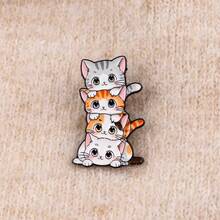 1 pieza Broche de gato esmaltado - Insignia linda para mochilas y ropa - Multicolor - Ver 9