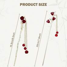 Retro Vintage Asian Chinese Traditional Hanfu Silver Metal Flower Hair Sticks With Pearl Bead Pendants Bamboo Lotus Long Hair Chopsticks Forks Bun Updo Holders Hairpins - 8 CÁI S5 - Xem 2