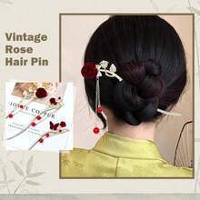 Retro Vintage Asian Chinese Traditional Hanfu Silver Metal Flower Hair Sticks With Pearl Bead Pendants Bamboo Lotus Long Hair Chopsticks Forks Bun Updo Holders Hairpins - 8 CÁI S5 - Xem 4