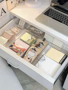 8pcs Transparent Acrylic Makeup Organizer Box With Drawers, Dividers And Compartments, Desktop Office Stationery Storage Box, Home Desk And Drawer Organizer - Multicolor - View 5