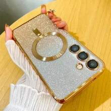 Ốp lưng từ tính lấp lánh sang trọng cho Galaxy S24 S23 S22 S25 Ultra Plus S25 FE, hỗ trợ sạc không dây, tương thích với các dòng A05 A15 A35 A25 A14 A17 A24 A34 A54 A26 A36 A16 A06 A25 5G, chất liệu TPU cao cấp, thích hợp làm quà tặng cho cả nam và nữ. - Vàng - Xem 6