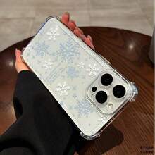 Cubiertas Protectoras para Teléfonos: Silicona Suave Transparente con Estampado de Copo de nieve | Compatible con Samsung (Series A, S, Note 10/20),  (16, 15, 14, 13, 12 Pro Plus, X, XS Max) y OPPO, Redmi, , Honor, Realme, OPPO - transparente - Ver 3