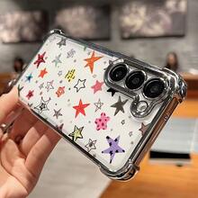 Funda de Teléfono Creativa con Patrón de Estrella de Moda, Adecuada para S25 S24 S23 S22 S21 S20 FE S20 Ultra A03s A04E/M04 A05s A06 4G A13 4G A15 4G/5G A25 5G A32 4G A55 5G A03 A04 A05 A12/M12 4G A13 5G/A04S A16 4G/5G A35 5G S20 S20 Plus A34 S21 FE Ultra Plus 4G 5G Funda Transparente Suave a Prueba de Golpes - Colores mixtos - Ver 5