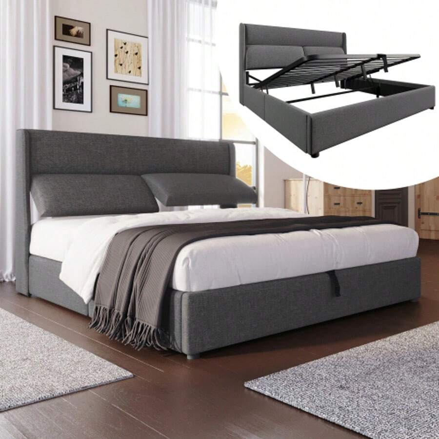 Bed Frames - Grey + Linen + 140cm*200cm - View 1