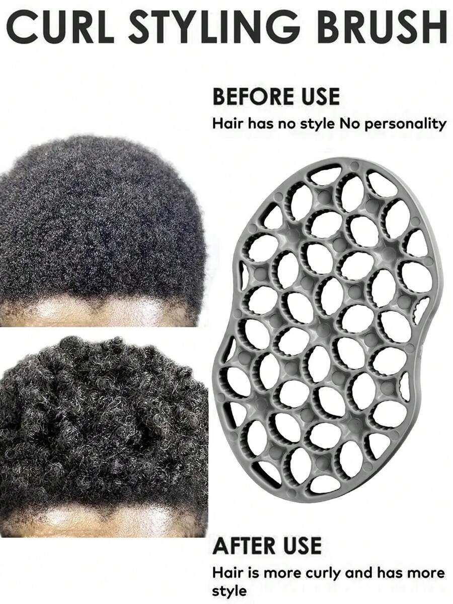 WANMEI Curly Hair Styling Brush,1PC Premium Curly Hair Styling Brush – Dual-Sided Twist Styling Comb With Soft Silicone Bristles For Men & Women – Manual Curling Twist Tool With Spiral Cavities For Defining Afro Curls, Coils & Waves – Gentle On Normal Hair, Washable & Durable Construction