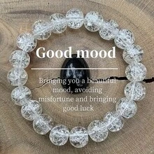 1pc White Sparkling Pearl Bracelet, Gift For Best Friend, Christmas Present - 10mm Transparent Crackle Bracelet - View 1