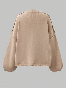 Áo len nữ Thu/Đông 2025, Phong cách thời trang mới - Áo khoác cardigan dệt kim rộng rãi thoải mái với cúc kim loại, áo khoác len dài tay, Phiên bản Giáng sinh & Năm mới - Màu be - Xem 6