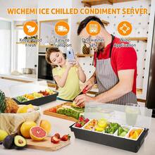 Servidor de Condimentos de 6 Compartimentos, Servidor de Condimentos,Recipiente para Servir Condimentos Enfriado, Contenedor para condimentos con tapa, bandeja para servir frutas, dulces, inmersiones, suministros de bar, restaurante, caja organizadora - Negro - Ver 3