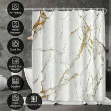1件套奢华白色大理石纹浴室套装，可机洗，易于安装，浴室装饰及配件，房间装饰，完美适用于现代浴室、家居、酒店、度假村，礼品浴帘