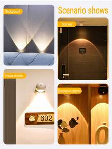 1个日落灯，日落洗墙灯，可充电智能夜间人体感应壁灯，带人体感应器的日落功能橱柜灯，LED灯，卧室灯，适用于客厅、厨房、浴室、入口、楼梯、走廊、节日、家居装饰、情人节、圣诞节、感恩节、落地灯、卧室LED灯。