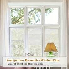 1卷自粘式隐私窗膜，静电吸附 - 垂直/水平百叶窗图案磨砂玻璃贴膜，无需胶水，安装简便，适用于家庭和办公室，是镜子、淋浴门、玻璃墙等隐私隔断的理想选择（提供垂直/水平两种选择）