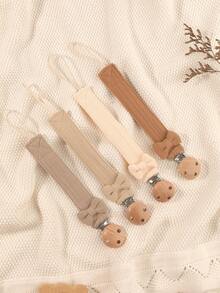 4pcs Pacifier Clips, Fashion Bow Pacifier Chains In Pink, Purple, Brown, Apricot, Suitable For Boys And Girls Daily Use, Travel, Home