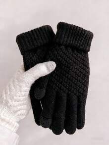 Winter New Arrivals: Pineapple Pattern Touch Screen Knitted Full-Finger Warm Thick Jacquard Wool Gloves, Christmas Accessories, Winter Gloves