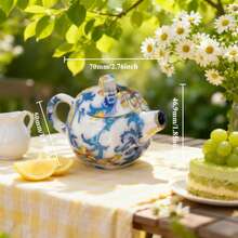 Imperial Phoenix Teapot Lighter - Elegant & Refillable, Exquisite Pattern, Unique Design, Gift For Tea Lovers, Mythology Lovers - 藍白色 - 查看 7