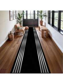1pc Black Luxury Striped Runner Rug, Home Bedside Carpet, Suitable For Hallway, Laundry Room, Bedroom, Kitchen Hardwood Floor Mat, Home Decor - Multicolor - View 15