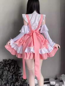 1pc Cute Lolita Maid Costume Set, Anime Cosplay Outfit Includes Dress + Apron, Suitable For Parties, Performances, Balls, And Stage Wear - 彩色 - 查看 5