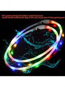 IPX7 Waterproof LED Dog Collar, Rechargeable Flashing Collar, Adjustable Size Safety Collar Light For Night Walking - Multicolor - View 3