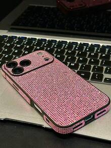 New Luxury Fully Rhinestone Pink Acrylic Phone Case, Fashion Unisex Design, Full Protection Anti-Fall Anti-Water Compatible With IPhone 17, 17 Pro, 17 Pro Max, 17 Air, 14 Pro Max, 13, 12 Pro, 11, 16 Pro Max, 15 - Pink - View 2