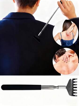 可伸缩金属按摩棒 - 便携式可伸缩金属按摩棒/手部按摩器，配有柔软橡胶手柄，适合作为感恩节、生日和圣诞节礼物。附赠收纳袋，可作为节日礼物、生日礼物或圣诞礼物送给朋友。