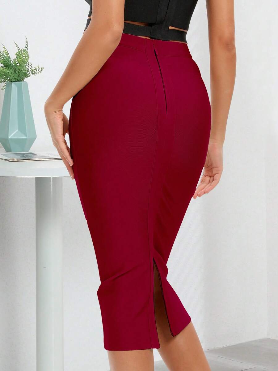 Women's Sexy Back Slit Long Bodycon Skirt Spring
