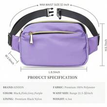 Riñoneras para mujeres y hombres, moda, riñonera de talla, bolsa de cintura, riñonera para chicas y chicos con 5 bolsillos, cinturón ajustable, linda bolsa de cadera para viajes,, correr - RIÑONERA MORADA - Ver 6