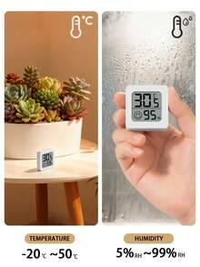 1/2 pezzi Mini termometro igrometro con faccina sorridente, display LCD biadesivo, monitoraggio preciso delle variazioni di temperatura e umidità in ambienti interni/esterni, camera da letto, sala da pranzo, ufficio, terrario per rettili