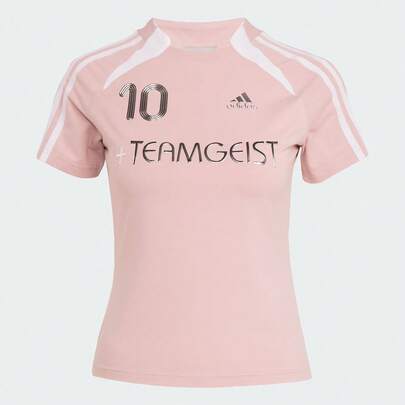 Adidas Originals Camiseta de manga corta ajustada para mujer, de punto y sin cuello TKE9811