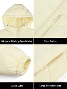 CAMEL CROWN Women's Hooded Jacket With Reflective Insulation Lining, Lightweight Warm Winter Coat - Beige - View 4