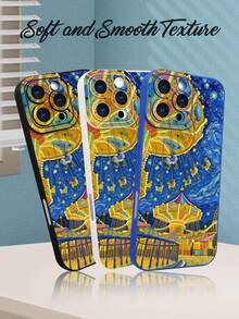 1 pieza Funda de teléfono con diseño de parque de atracciones en estilo artístico inspirado en Van Gogh, colores vibrantes y escena mágica ideal para la temporada festiva y amantes del arte creativo, protección elevada para lente con diseño de ojo de cámara, resistente a golpes, compatible con iPhone 17 Pro Max/16/15/14/13/12/11/Plus/Pro/Pro Max, compatible con Galaxy A34/A35/A54/A55, Galaxy S20/S21/S22/S23/S24/S25 Ultra/Plus, compatible con Galaxy/Redmi/Honor/OPPO/ViVo - Negro - Ver 7