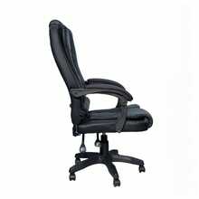 DASCK Sillón de Oficina Reclinable – Cuero Sintético Negro, Altura Ajustable, Base Giratoria y Apoyabrazos Acolchados – Silla de Dirección Ergonómica - Negro - Ver 6