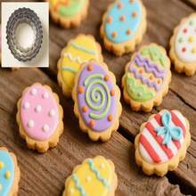 3件套不锈钢蛋挞模具，长方形饼干模具，DIY波浪形方形迷你蛋糕模具 - 銀色 - 查看 6