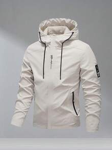 Men's Hooded Zip-Up Jacket - Outdoor Jacket, Casual Streetwear Coat With Zipper Pockets, Suitable For Spring/Autumn, Sports, Travel - Khaki - View 2