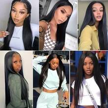 200% Density 13x4 High-Definition Lace Front Wig, Straight Lace Front Wig, 100% Brazilian Human Blended Hair Wig, Natural Style 13x4 Glue-Free Full Lace, Pre-Pulled Lace Wig, With Baby Hair, Swiss High-Definition Lace - Natural & Black - View 7