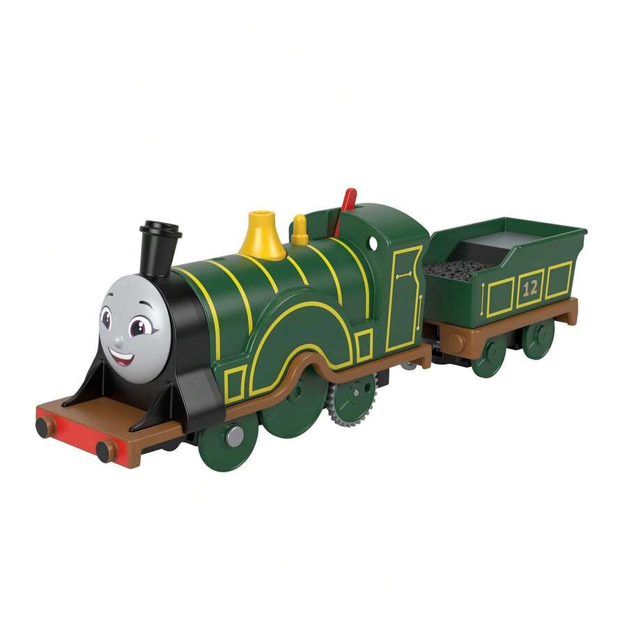 Mattel 托马斯和朋友 TrackMaster 电池驱动玩具火车，锌合金材质，可与其他火车兼容，压铸金属，适合 3 岁及以上学龄前儿童角色扮演 - 艾米莉 - 查看 1
