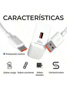Cargador Super Rápido de 66W con Cable Tipo C para Carga Instantánea HUAWE - Tipo de Enchufe A USA (110-127V) - Ver 4
