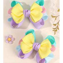 2 Pieces Candy Color Bow Clips For Little Girls, Hair Accessories For Kids And Teens, Suitable For Everyday Wear - 彩色 - 查看 2