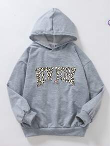 Teen Girls Pullovers, Long Sleeve Hooded Sweatshirts For Teen Girl, Older Teen Girl And Teens. Simple And Stylish With No Pockets, Perfect For Casual Everyday Wear, With Rich Print Details, Perfect For Fall And Winter. - Grey - View 7