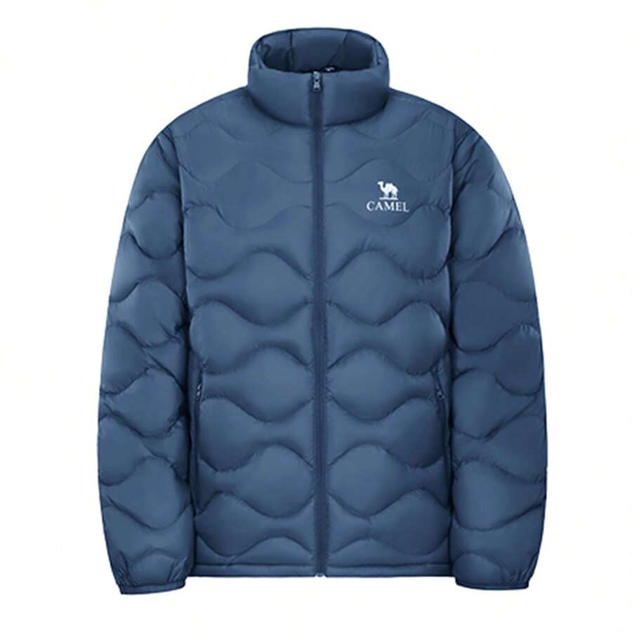 CAMEL CROWN 男士户外羽绒服，秋冬外套，保暖徒步羽绒服，户外加厚羽绒服 - 灰湛藍 - 查看 1