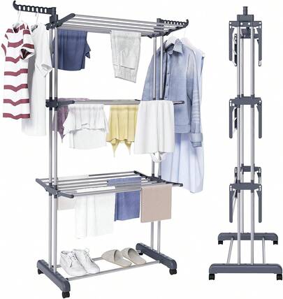 4 Tier Foldable Clothes Airer Rack Indoor Outdoor Dryer Laundry Dry Rail Hanger