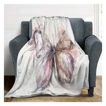 Pink Butterfly Animal Wings Pattern Flannel (7) Flannel Blanket Wool Soft Blanket Lightweight Plush Suitable For Sofa, Bed, Comfortable Sofa 66x90in(165x225cm).Luxuriously Soft, Perfectly Warm,Your Cozy Companion,Your Sofa's Best Friend - Multicolor - View 4