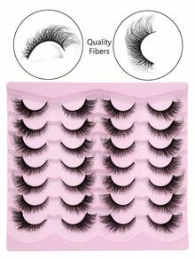 14 Pairs Reusable Cat Eye False Eyelashes, Realistic Mink Fur Texture, Long Tail Self-Liner Effect, Perfect For Photoshoots, Expand Eyes 200% - màu đen - Xem 6