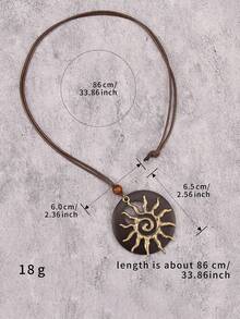 时尚百搭螺旋太阳形合金吊坠长项链，波西米亚风串珠圆盘颈链，男友/情侣礼物，日常佩戴 - 串珠 - 查看 10