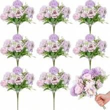1/80pcs Artificial Silk Flowers, Including Hydrangea, Peony, Chrysanthemum, Realistic Plants For Home, Restaurant, Living Room, Outdoor Garden Decor, Floral Arrangement, Photography Props, Suitable For Autumn & Spring, Vases, Flower Walls, Wreaths, Bridal Bouquets, Wedding Decorations, DIY Wreath Materials, Birthday Party Decor, Home Decor Accessories, Diwali Decorations, New Year & Valentine's Day Gifts - Purple - View 3