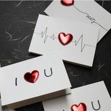 2026 Valentine's Day Greeting Card DIY Leather Heart 3D Greeting Card, I Love You Heartbeat, Teacher's Day Blessing Card, Valentine's Day Card, Proposal, Dating, Wedding, Teacher's Day, Very Suitable For Classmates, Colleagues, Lovers, Crushes, Medical Staff, Couple's Supplies, Valentine's Day, Holiday Gifts, Party Supplies (Including Envelope) - Multicolor - View 6