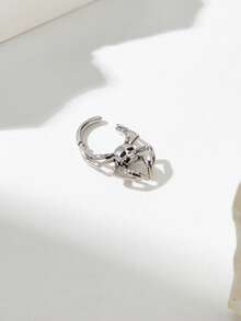 1 pieza Anillo de nariz de acero inoxidable con diseño gótico oscuro de calavera y araña, adecuado para fiestas, festivales de música y reuniones - Plateado - Ver 3